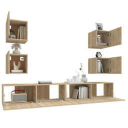 Berkfield Classic 6 Piece Tv Cabinet Set Sonoma Oak Engineered Wood - thumbnail 5