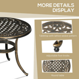 Outsunny 60Cm Round Hollow Top Design Side Table With Cast Aluminum Frame - thumbnail 6