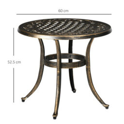 Outsunny 60Cm Round Hollow Top Design Side Table With Cast Aluminum Frame - thumbnail 3