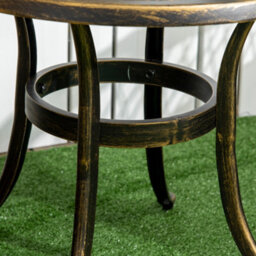 Outsunny 60Cm Round Hollow Top Design Side Table With Cast Aluminum Frame - thumbnail 8