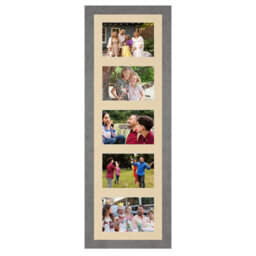 AK Frames 26X8 Marble Grey Modern Multi Photo Frame With Ivory Mount - Holds 5 Apertures (5X) 6X4 Photos