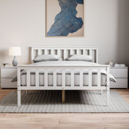 Lassic Vida Designs Milan White 4Ft6 Double Wooden Bed Frame - High Foot End - thumbnail 2
