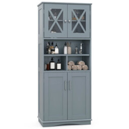 Costway 145 Cm Tall Bathroom Cabinet Kitchen Cupboard Sideboard Cabinet W/ Acrylic Doors - thumbnail 9