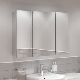 Aveli Triple Door Bathroom Mirror Cabinet Cupboard Stainless Steel Wall Mounted 900mm