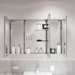 Affine Triple Door Bathroom Mirror Cabinet Cupboard Stainless Steel Wall Mounted 900mm - thumbnail 4