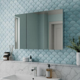 Affine Triple Door Bathroom Mirror Cabinet Cupboard Stainless Steel Wall Mounted 900mm - thumbnail 2