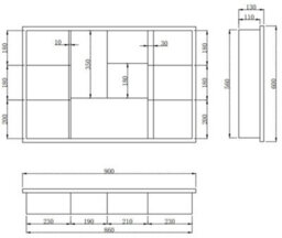 Affine Triple Door Bathroom Mirror Cabinet Cupboard Stainless Steel Wall Mounted 900mm - thumbnail 7