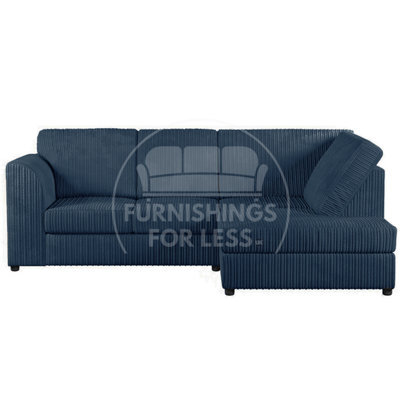 Furnishings For Less UK Luxor Navy Blue Jumbo Cord 4 Seater Corner Sofa Right Hand Facing - Full Back - image 1