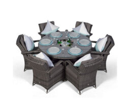 That's Furniture Arizona Round 6 Seater Patio Dining Set With Ice Bucket Drinks Cooler - Grey - thumbnail 2