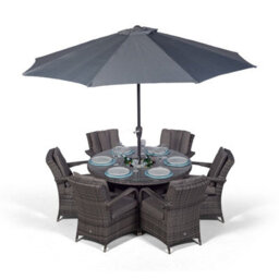 That's Furniture Arizona Round 6 Seater Patio Dining Set With Ice Bucket Drinks Cooler - Grey - thumbnail 4