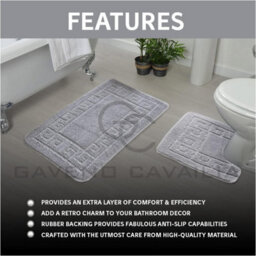 Gc Gaveno Cavailia Grecian Grace 2 Piece Non Slip Bath Mat Set Silver Quick Dry Water Absorbent Bathroom Shower Mat & Pedestal Set - thumbnail 4