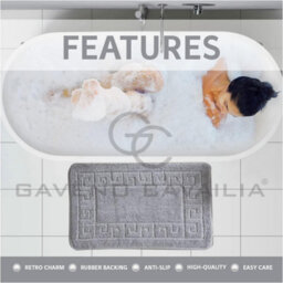 Gc Gaveno Cavailia Grecian Grace 2 Piece Non Slip Bath Mat Set Silver Quick Dry Water Absorbent Bathroom Shower Mat & Pedestal Set - thumbnail 3