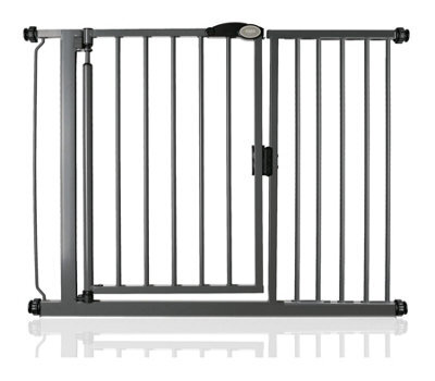 Safetots Pressure Fit Self Closing Stair Gate, 111Cm - 118Cm, Slate Grey, Auto Closing Baby Gate, Safety Barrier - image 1