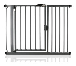 Safetots Pressure Fit Self Closing Stair Gate, 111Cm - 118Cm, Slate Grey, Auto Closing Baby Gate, Safety Barrier