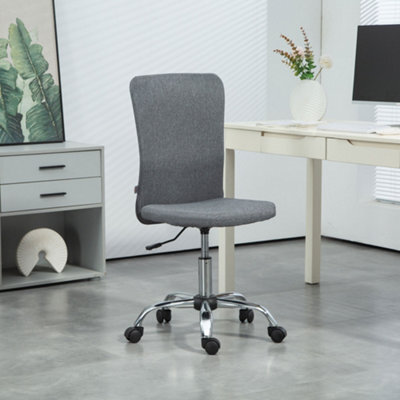 Homcom Armless Computer Desk Chair, Makeup Vanity Chair For Home, Grey - image 1