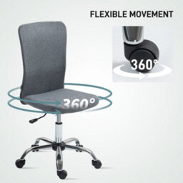 Homcom Armless Computer Desk Chair, Makeup Vanity Chair For Home, Grey - thumbnail 6