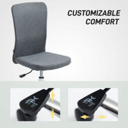 Homcom Armless Computer Desk Chair, Makeup Vanity Chair For Home, Grey - thumbnail 7
