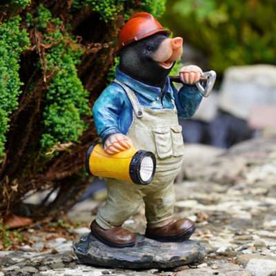 Mining Mole Lantern Resin Garden Ornament Figurine Miner Indoor Outdoor Statue - image 1