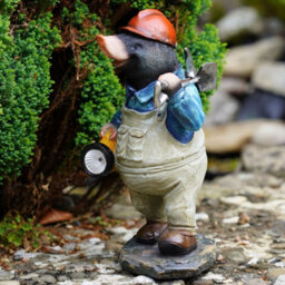 Mining Mole Lantern Resin Garden Ornament Figurine Miner Indoor Outdoor Statue - thumbnail 4