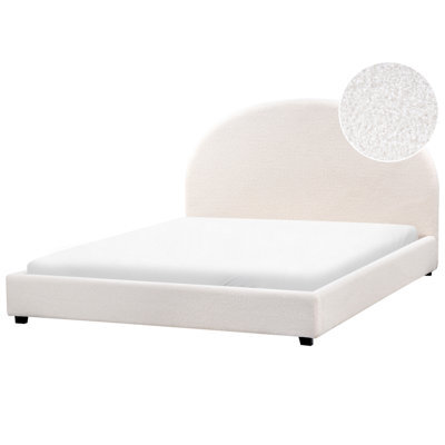Beliani Bed Boucle Vaucluse 160 X 200 Cm (Eu King Size) Off-White - image 1