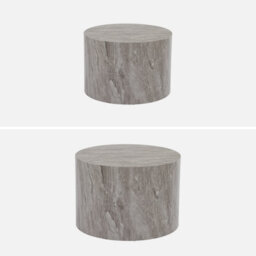 Sweeek - Pair Of Round Marble-Effect Nesting Coffee Tables Grey 58X1X40 Cm - Paros - thumbnail 2
