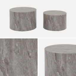 Sweeek - Pair Of Round Marble-Effect Nesting Coffee Tables Grey 58X1X40 Cm - Paros - thumbnail 3