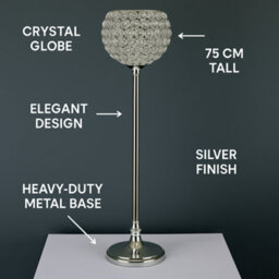 Sandra Chaircovers Crystal Globe 75Cm X 20Cm Crystal Globe Candelabra, Wedding Table Centrepiece, Single, Silver, Crystal Beaded Sphere - thumbnail 4