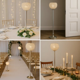 Sandra Chaircovers Crystal Globe 75Cm X 20Cm Crystal Globe Candelabra, Wedding Table Centrepiece, Single, Silver, Crystal Beaded Sphere - thumbnail 5