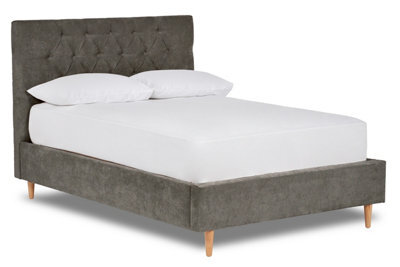 Divan Base Direct Solstice Modern Tall Chesterfield Fabric Bed Base Only 6Ft Super King- Brecon Zinc