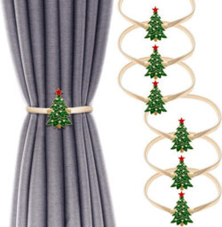 6 Pack Christmas Curtain Tieback Buckle Aluminum Alloy Spring Design Curtain Holdback Carving Design Christmas Curtain Ties(Green) - thumbnail 4