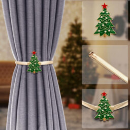 6 Pack Christmas Curtain Tieback Buckle Aluminum Alloy Spring Design Curtain Holdback Carving Design Christmas Curtain Ties(Green) - thumbnail 3