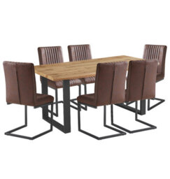 Hallowood Furniture Cullompton Large Dining Table (160Cm) With 6 Brown Chairs - thumbnail 8