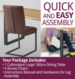 Hallowood Furniture Cullompton Large Dining Table (160Cm) With 6 Brown Chairs - thumbnail 7