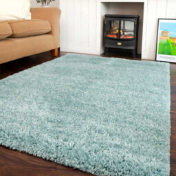 Loomed Super Soft Duck Egg Blue Shaggy Area Rug 200X290Cm - thumbnail 1