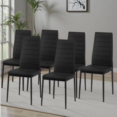 New Set Of 6 Dining Chairs Padded Seat High Back Metal Legs Home Furniture Black - image 1