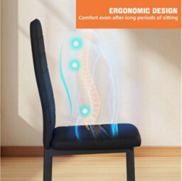 New Set Of 6 Dining Chairs Padded Seat High Back Metal Legs Home Furniture Black - thumbnail 3