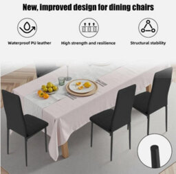 New Set Of 6 Dining Chairs Padded Seat High Back Metal Legs Home Furniture Black - thumbnail 4