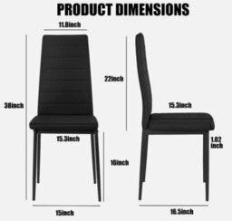 New Set Of 6 Dining Chairs Padded Seat High Back Metal Legs Home Furniture Black - thumbnail 7