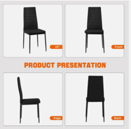New Set Of 6 Dining Chairs Padded Seat High Back Metal Legs Home Furniture Black - thumbnail 5