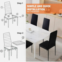 New Set Of 6 Dining Chairs Padded Seat High Back Metal Legs Home Furniture Black - thumbnail 6