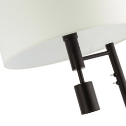 Happy Homewares Modern Black Floor Light With Led Adjustable Spot Lamp And White Cotton Shade - thumbnail 5