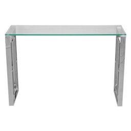 Glass Console Table Stainless Steel Legs Entryway Hallway Living Room Furniture - thumbnail 3