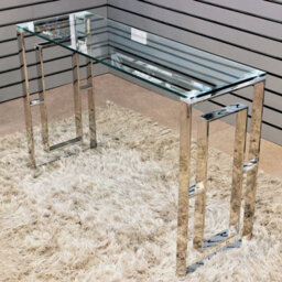 Glass Console Table Stainless Steel Legs Entryway Hallway Living Room Furniture - thumbnail 1
