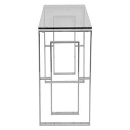 Glass Console Table Stainless Steel Legs Entryway Hallway Living Room Furniture - thumbnail 4