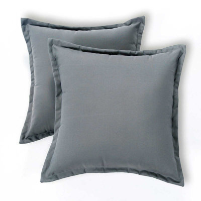 Homescapes Luxury Outdoor Cushions 2 Set, Waterproof Filled Cushions, Soft-Touch, Plain Grey, For Garden And Indoors, 45 X 45 Cm - image 1