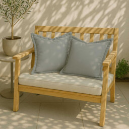Homescapes Luxury Outdoor Cushions 2 Set, Waterproof Filled Cushions, Soft-Touch, Plain Grey, For Garden And Indoors, 45 X 45 Cm - thumbnail 5
