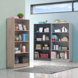 Bookcase Tall Wide In Grey For Home Bookcase Storage Shelving - thumbnail 3