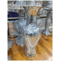 33X63Cm Large Silver Ceramic Mirrored Pot Flower Floor Vase Style 01