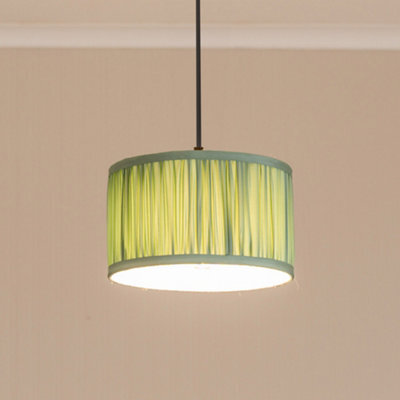 Valuelights Jess Green Fabric Ruched Pleated Small Drum Shade And Bulb (D)25Cm - image 1