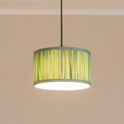 Valuelights Jess Green Fabric Ruched Pleated Small Drum Shade And Bulb (D)25Cm - thumbnail 1